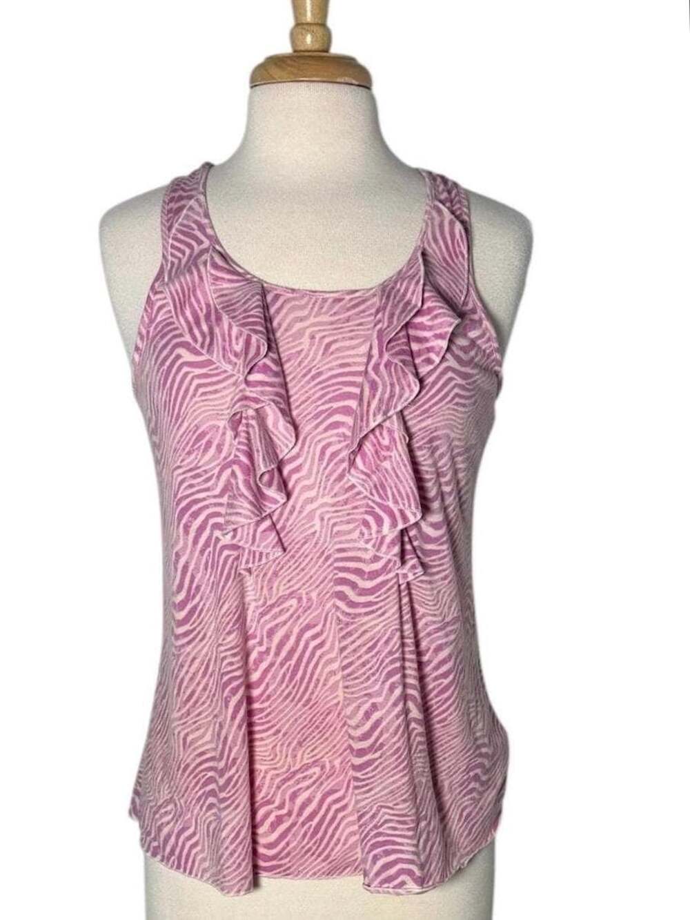 Vintage Oscar de la Renta Pink Label Sleeves Pink Zebra Print Top Size Small